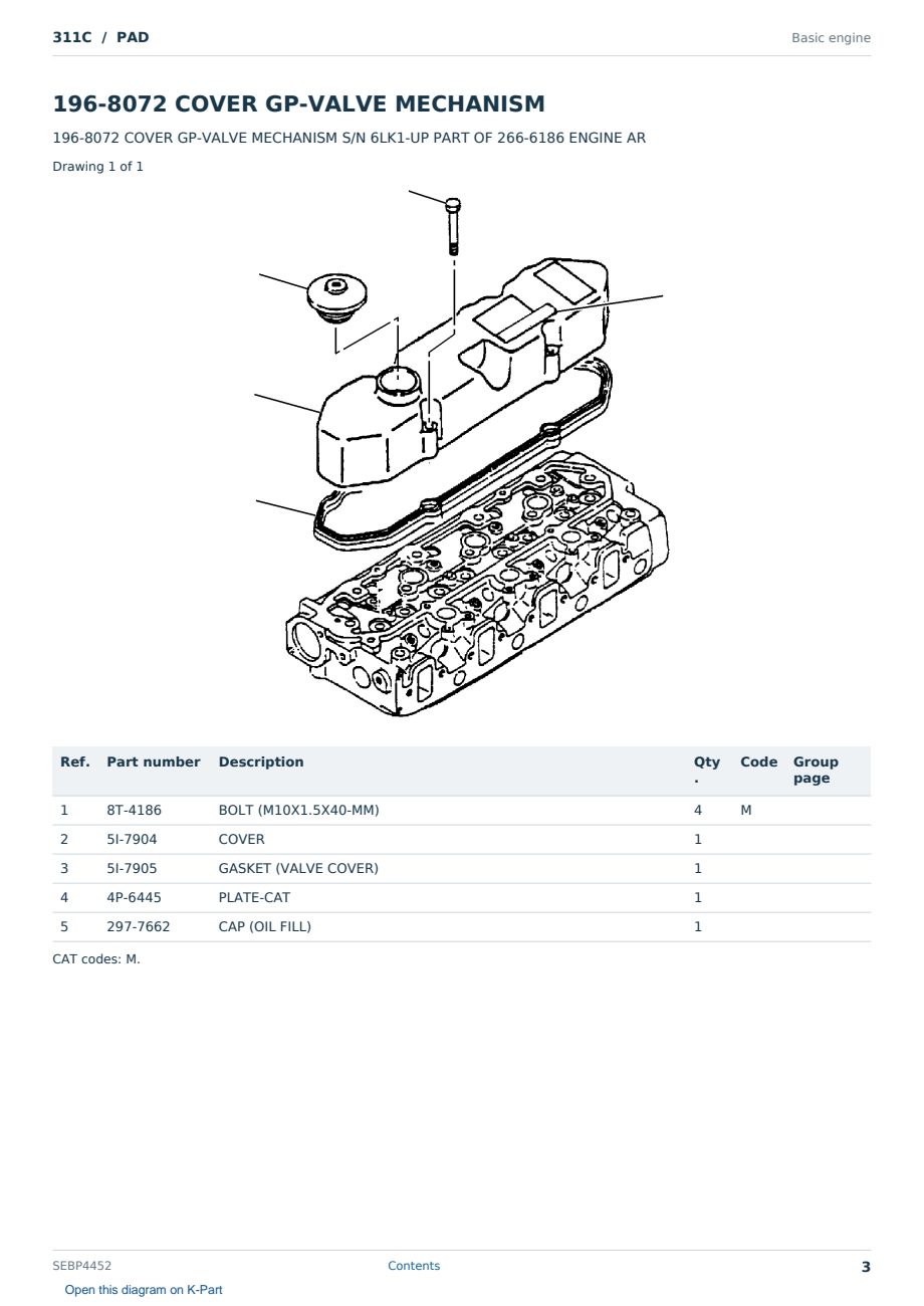 Caterpillar 311C S/N PAD Partsbook SEBP4452 (English) - sample page 3 of 10 Caterpillar 311C S/N PAD Partsbook SEBP4452 (English) - sample page 3 of 10