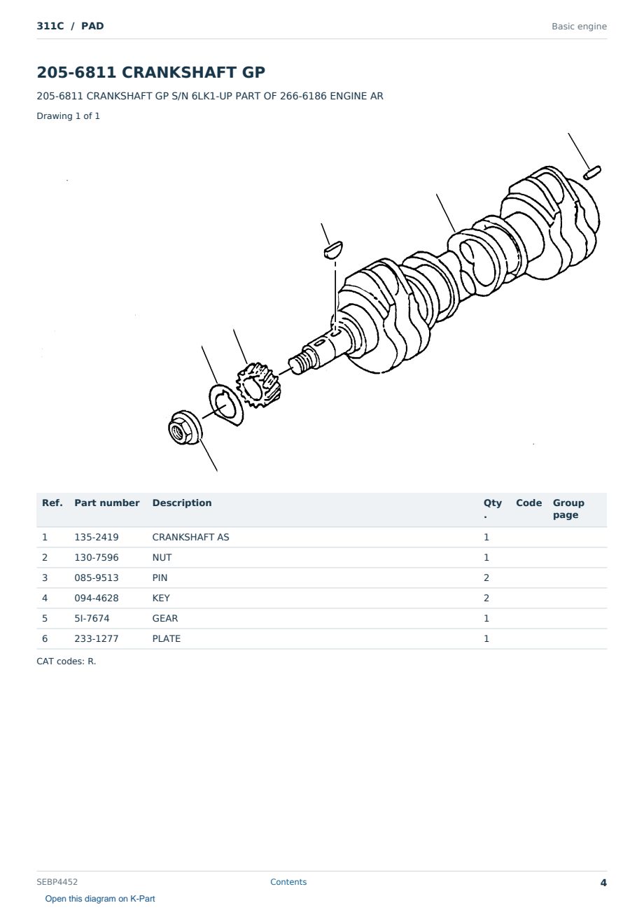 Caterpillar 311C S/N PAD Partsbook SEBP4452 (English) - sample page 4 of 10 Caterpillar 311C S/N PAD Partsbook SEBP4452 (English) - sample page 4 of 10