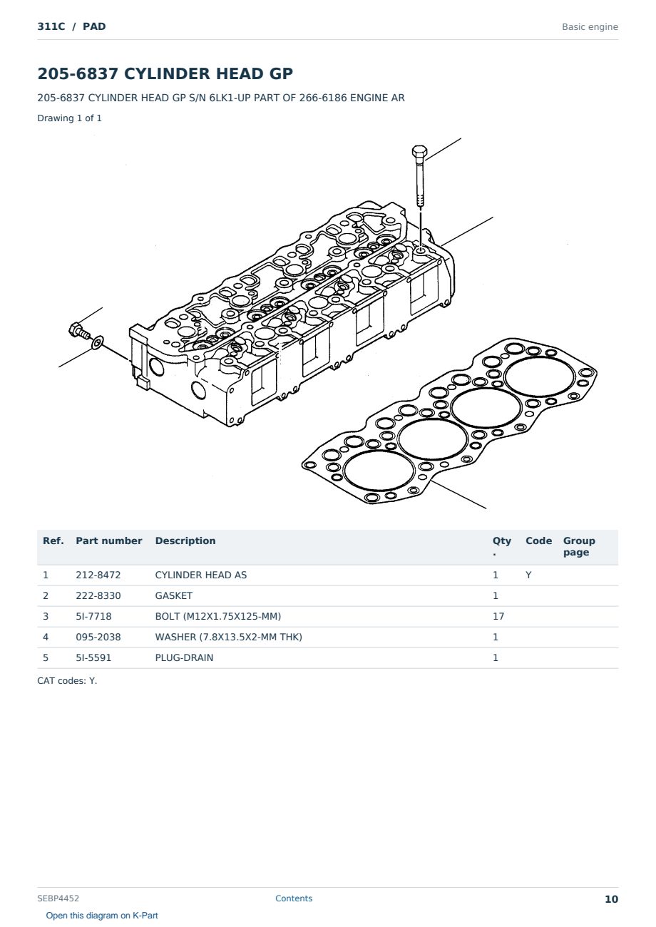 Caterpillar 311C S/N PAD Partsbook SEBP4452 (English) - sample page 10 of 10 Caterpillar 311C S/N PAD Partsbook SEBP4452 (English) - sample page 10 of 10