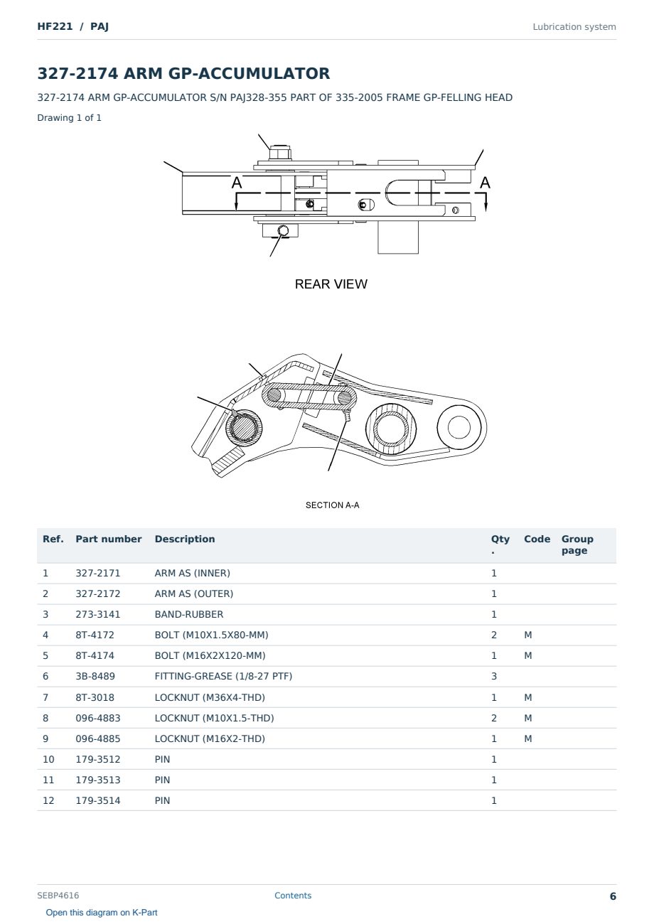 Caterpillar HF221 S/N PAJ Partsbook SEBP4616 (English) - sample page 6 of 10 Caterpillar HF221 S/N PAJ Partsbook SEBP4616 (English) - sample page 6 of 10