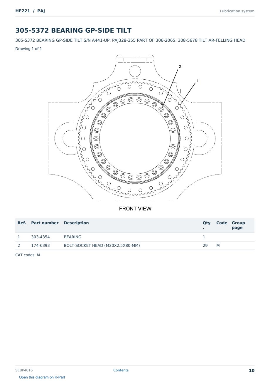 Caterpillar HF221 S/N PAJ Partsbook SEBP4616 (English) - sample page 10 of 10 Caterpillar HF221 S/N PAJ Partsbook SEBP4616 (English) - sample page 10 of 10