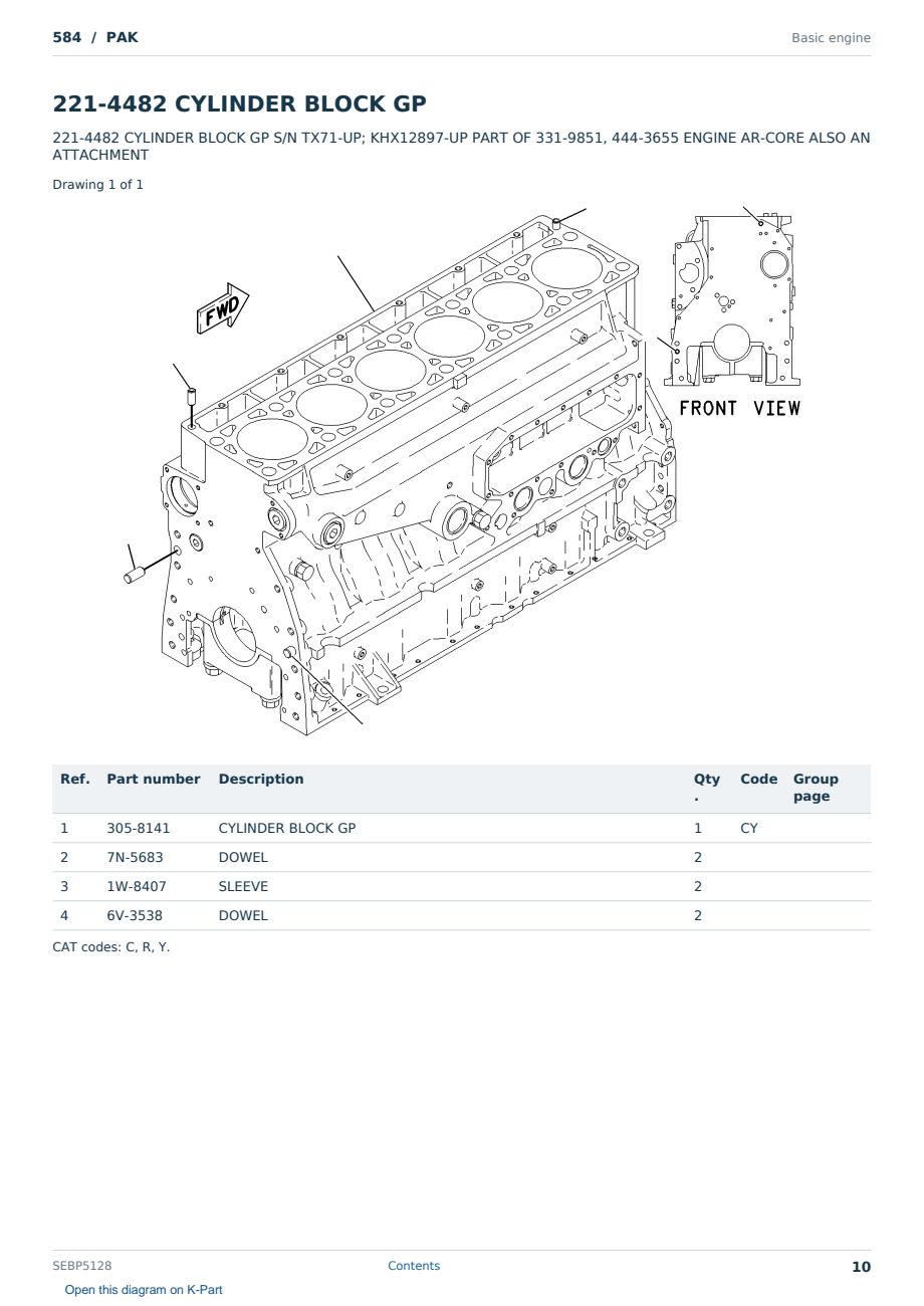 Caterpillar 584 S/N PAK Partsbook SEBP5128 (English) - sample page 10 of 10 Caterpillar 584 S/N PAK Partsbook SEBP5128 (English) - sample page 10 of 10