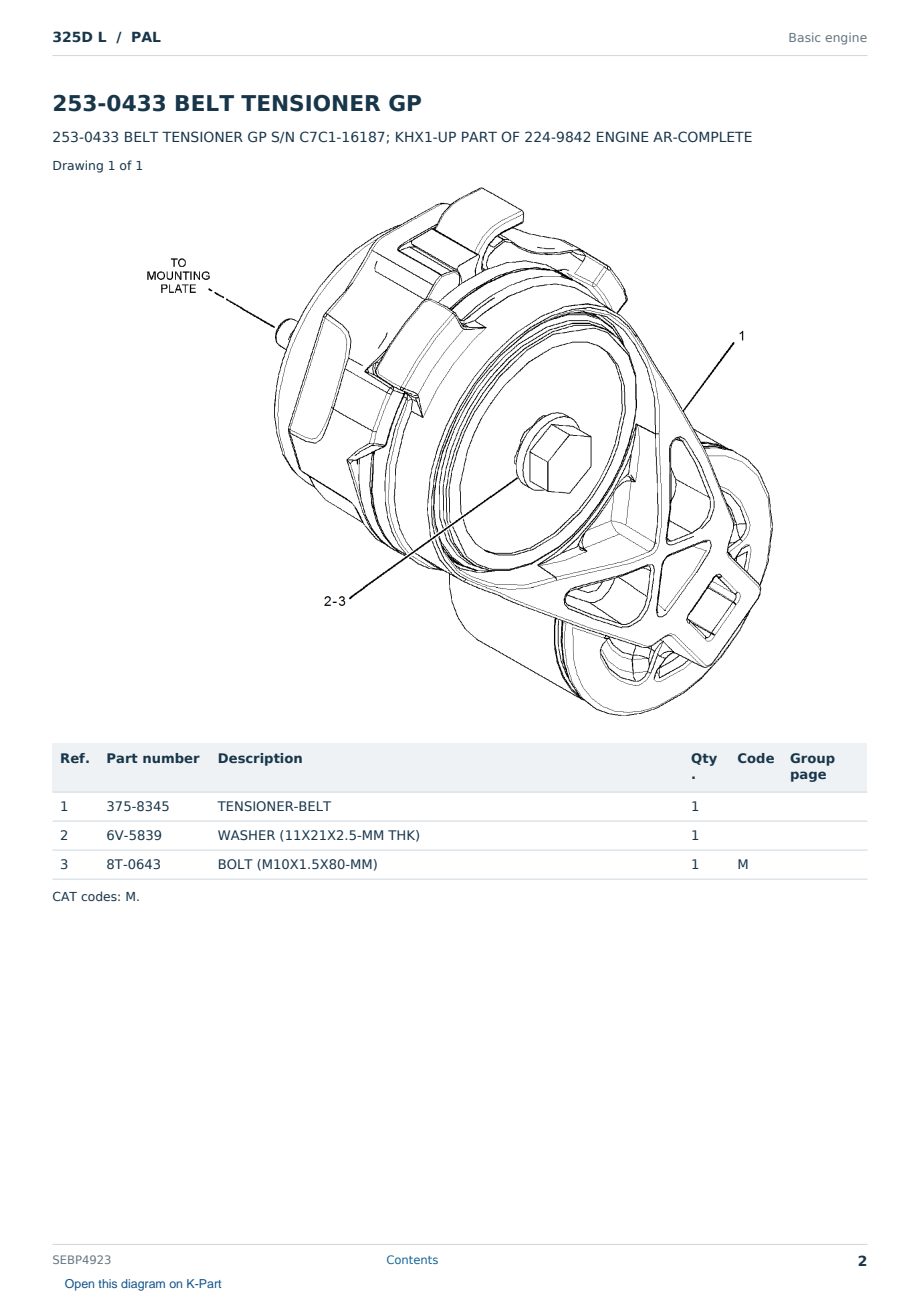 Caterpillar 325D L S/N PAL Partsbook SEBP4923 (English) - sample page 2 of 10 Caterpillar 325D L S/N PAL Partsbook SEBP4923 (English) - sample page 2 of 10