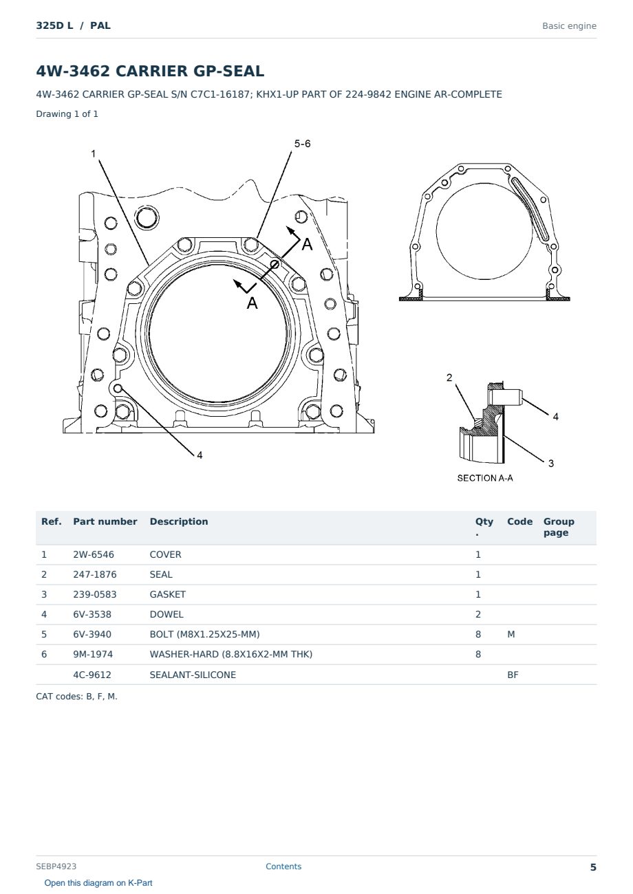 Caterpillar 325D L S/N PAL Partsbook SEBP4923 (English) - sample page 5 of 10 Caterpillar 325D L S/N PAL Partsbook SEBP4923 (English) - sample page 5 of 10