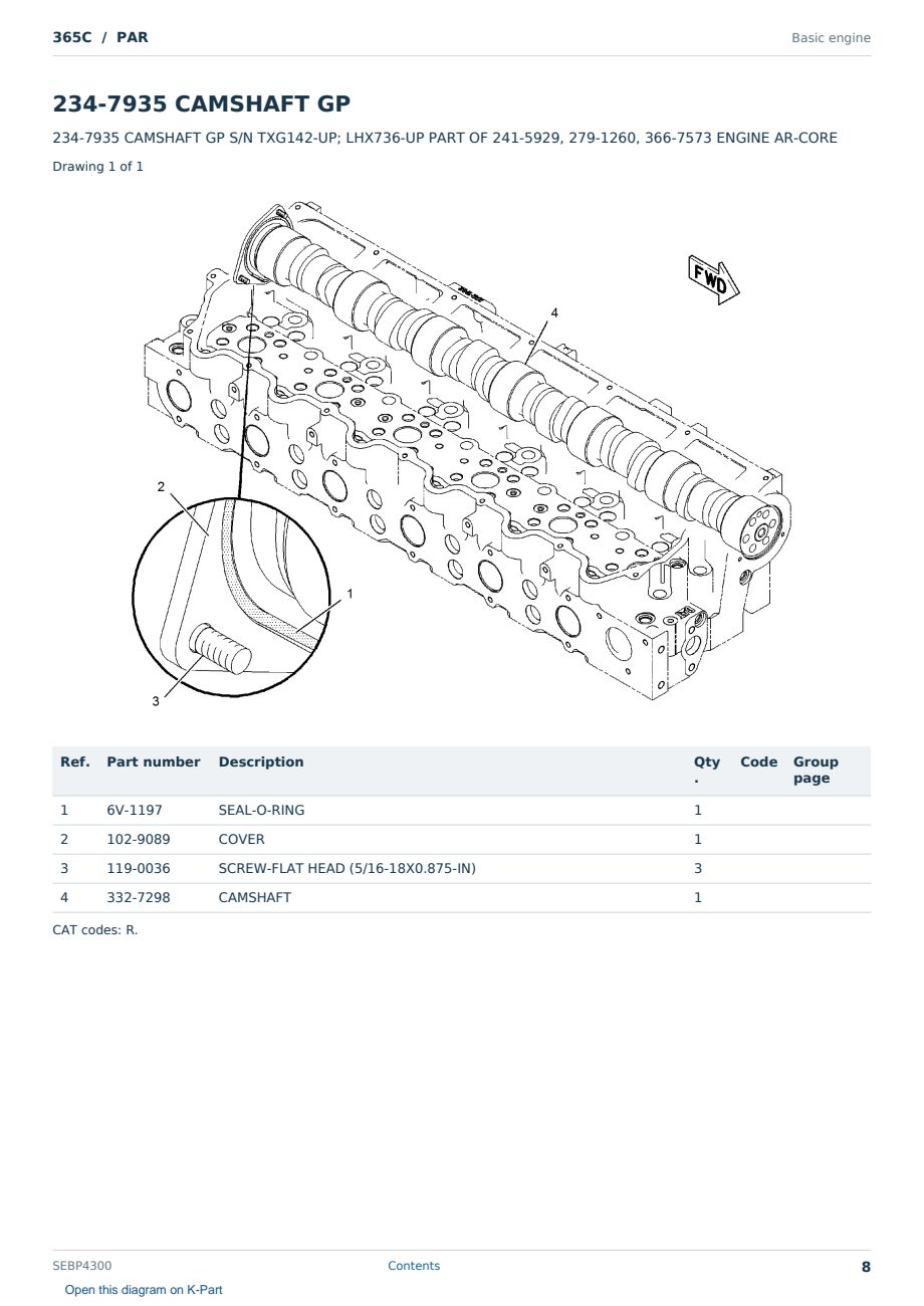 Caterpillar 365C S/N PAR Partsbook SEBP4300 (English) - sample page 8 of 10 Caterpillar 365C S/N PAR Partsbook SEBP4300 (English) - sample page 8 of 10