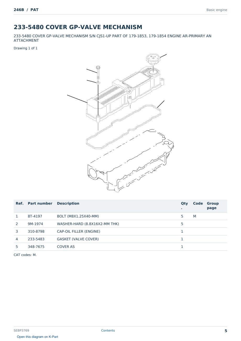 Caterpillar 246B S/N PAT Partsbook SEBP3769 (English) - sample page 5 of 10 Caterpillar 246B S/N PAT Partsbook SEBP3769 (English) - sample page 5 of 10