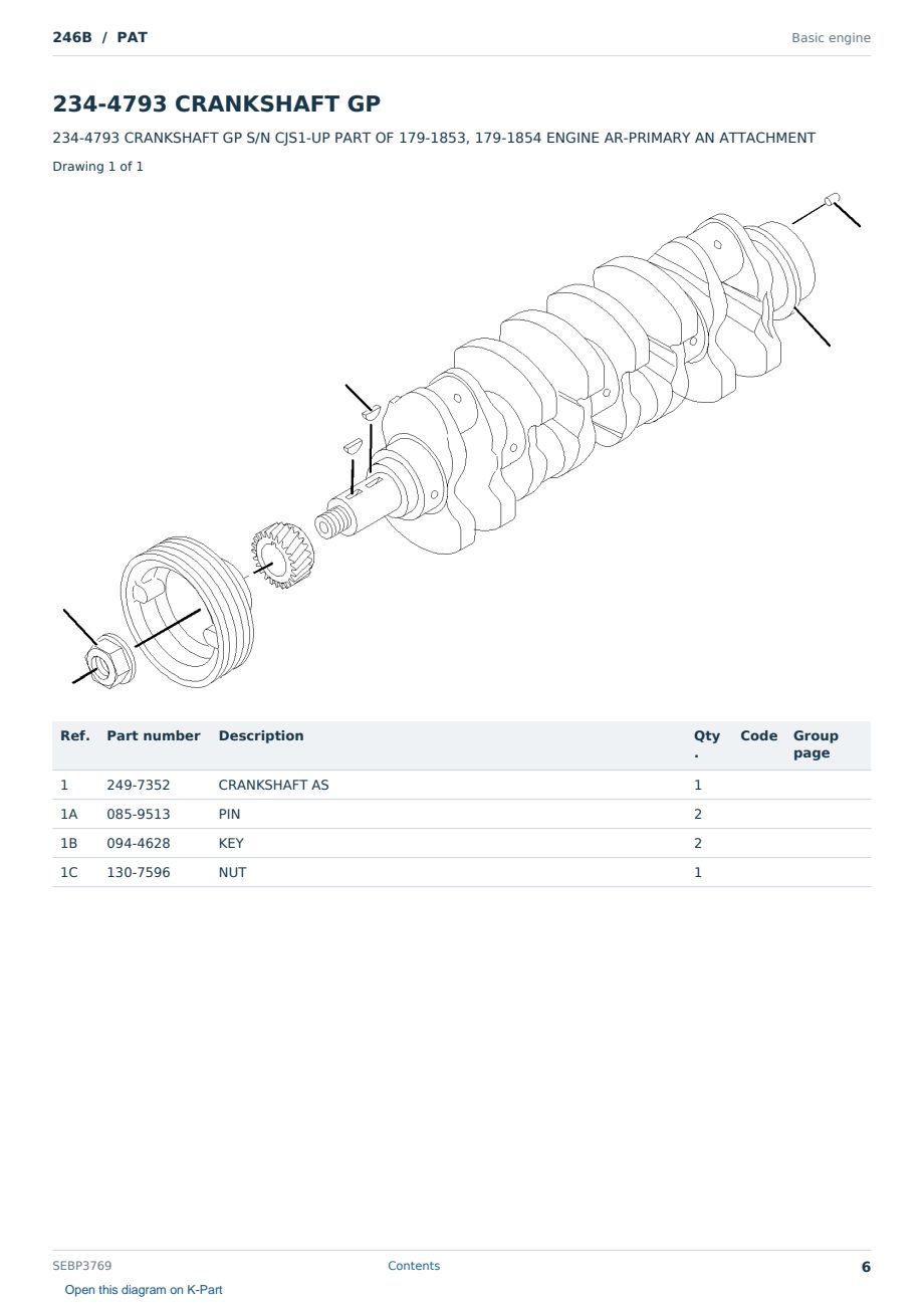 Caterpillar 246B S/N PAT Partsbook SEBP3769 (English) - sample page 6 of 10 Caterpillar 246B S/N PAT Partsbook SEBP3769 (English) - sample page 6 of 10