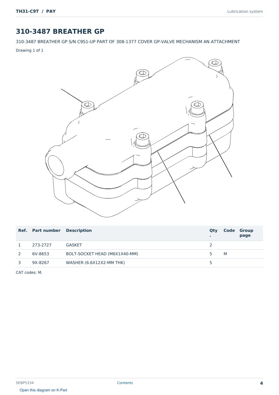 Caterpillar TH31-C9T S/N PAY Partsbook SEBP5334 (English) - sample page 4 of 10 Caterpillar TH31-C9T S/N PAY Partsbook SEBP5334 (English) - sample page 4 of 10