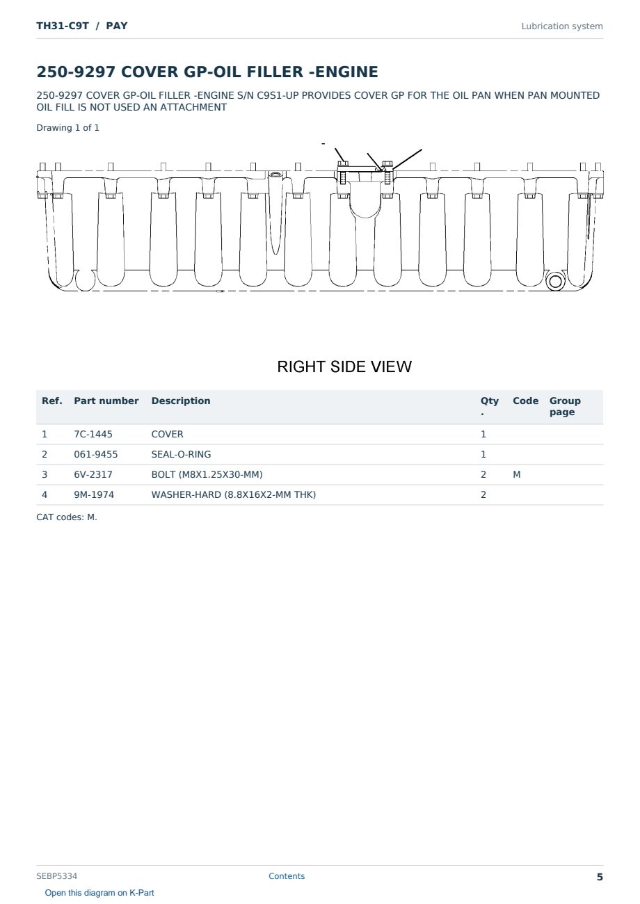Caterpillar TH31-C9T S/N PAY Partsbook SEBP5334 (English) - sample page 5 of 10 Caterpillar TH31-C9T S/N PAY Partsbook SEBP5334 (English) - sample page 5 of 10