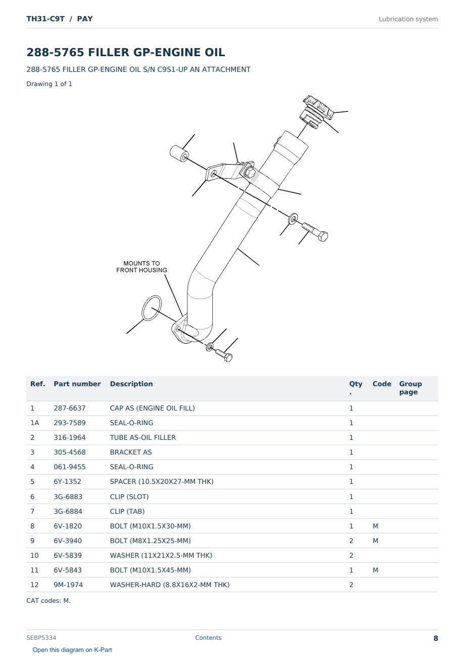 Caterpillar TH31-C9T S/N PAY Partsbook SEBP5334 (English) - sample page 8 of 10 Caterpillar TH31-C9T S/N PAY Partsbook SEBP5334 (English) - sample page 8 of 10