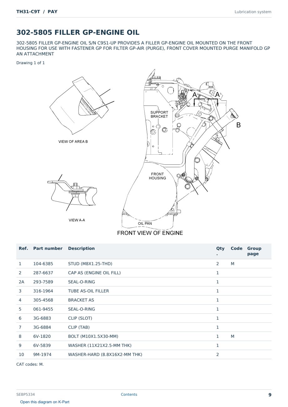 Caterpillar TH31-C9T S/N PAY Partsbook SEBP5334 (English) - sample page 9 of 10 Caterpillar TH31-C9T S/N PAY Partsbook SEBP5334 (English) - sample page 9 of 10