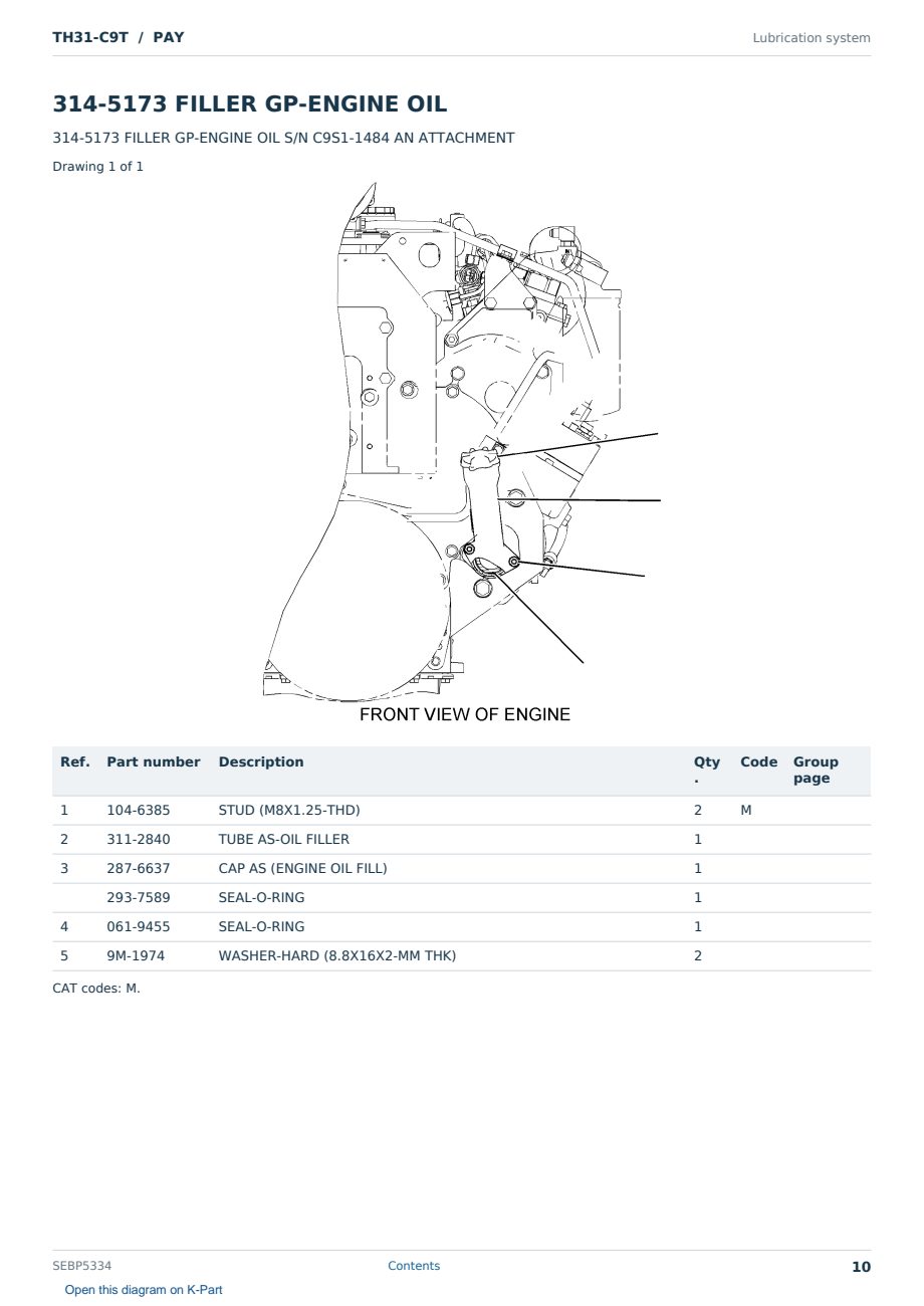 Caterpillar TH31-C9T S/N PAY Partsbook SEBP5334 (English) - sample page 10 of 10 Caterpillar TH31-C9T S/N PAY Partsbook SEBP5334 (English) - sample page 10 of 10