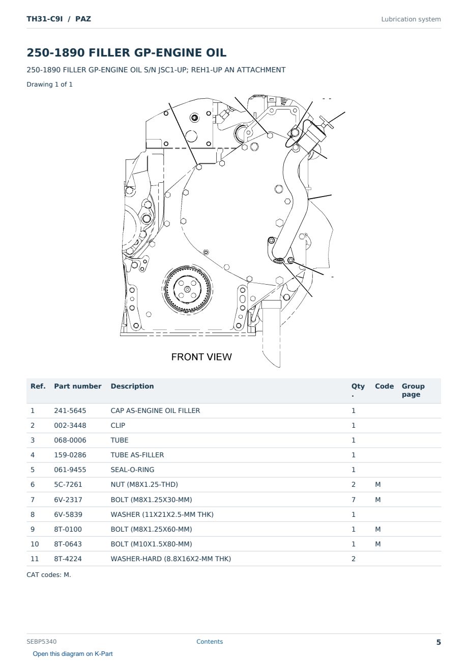 Caterpillar TH31-C9I S/N PAZ Partsbook SEBP5340 (English) - sample page 5 of 10 Caterpillar TH31-C9I S/N PAZ Partsbook SEBP5340 (English) - sample page 5 of 10
