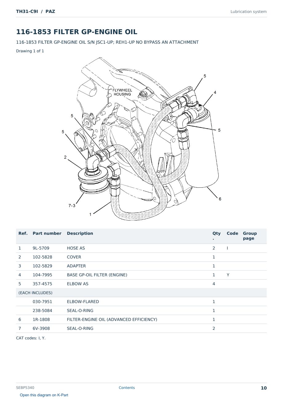 Caterpillar TH31-C9I S/N PAZ Partsbook SEBP5340 (English) - sample page 10 of 10 Caterpillar TH31-C9I S/N PAZ Partsbook SEBP5340 (English) - sample page 10 of 10