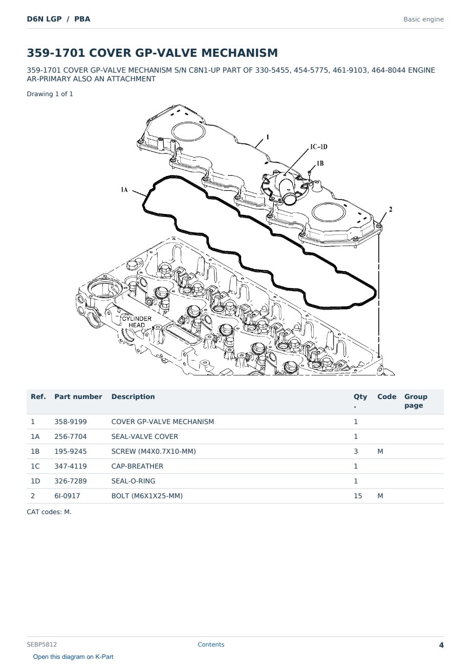 Caterpillar D6N LGP S/N PBA Partsbook SEBP5812 (English) - sample page 4 of 10 Caterpillar D6N LGP S/N PBA Partsbook SEBP5812 (English) - sample page 4 of 10