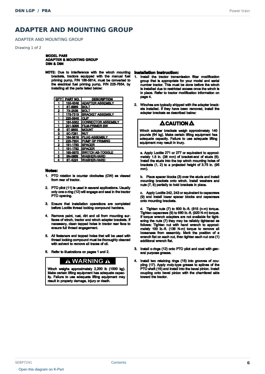 Caterpillar D6N LGP S/N PBA Partsbook SEBP7241 (English) - sample page 6 of 10 Caterpillar D6N LGP S/N PBA Partsbook SEBP7241 (English) - sample page 6 of 10