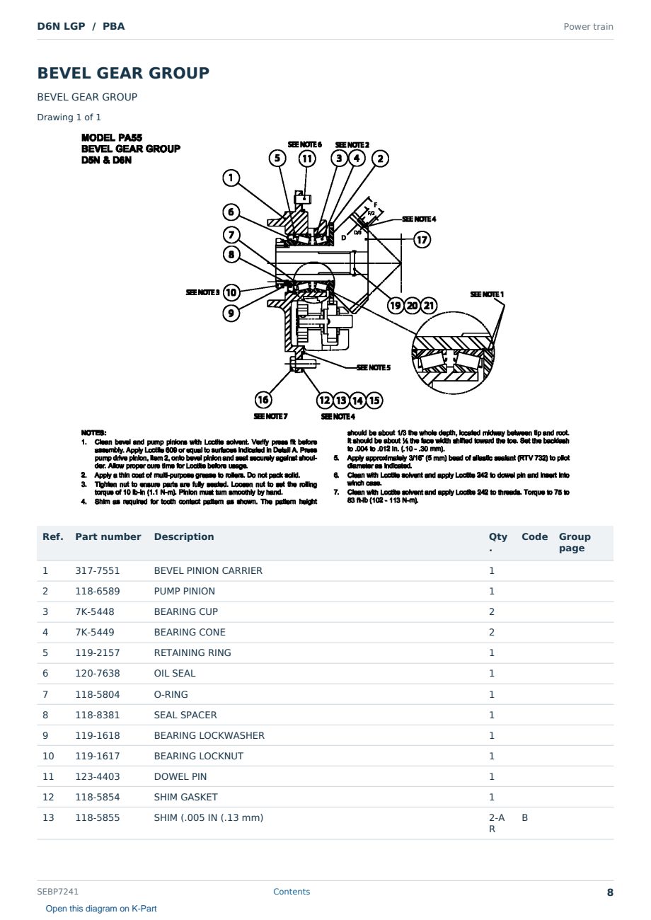 Caterpillar D6N LGP S/N PBA Partsbook SEBP7241 (English) - sample page 8 of 10 Caterpillar D6N LGP S/N PBA Partsbook SEBP7241 (English) - sample page 8 of 10