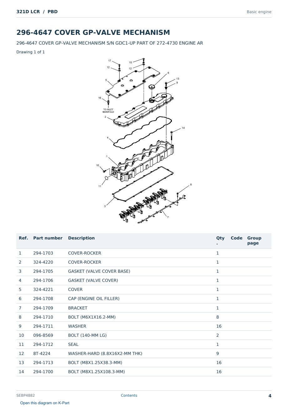 Caterpillar 321D LCR S/N PBD Partsbook SEBP4882 (English) - sample page 4 of 10 Caterpillar 321D LCR S/N PBD Partsbook SEBP4882 (English) - sample page 4 of 10