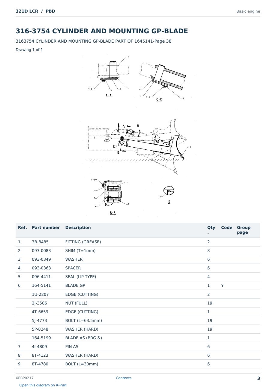 Caterpillar 321D LCR S/N PBD Partsbook XEBP0217 (English) - sample page 3 of 10 Caterpillar 321D LCR S/N PBD Partsbook XEBP0217 (English) - sample page 3 of 10