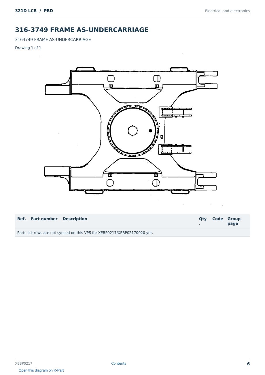 Caterpillar 321D LCR S/N PBD Partsbook XEBP0217 (English) - sample page 6 of 10 Caterpillar 321D LCR S/N PBD Partsbook XEBP0217 (English) - sample page 6 of 10