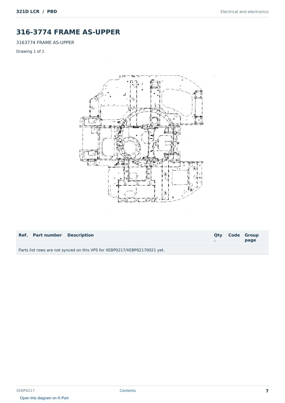 Caterpillar 321D LCR S/N PBD Partsbook XEBP0217 (English) - sample page 7 of 10 Caterpillar 321D LCR S/N PBD Partsbook XEBP0217 (English) - sample page 7 of 10