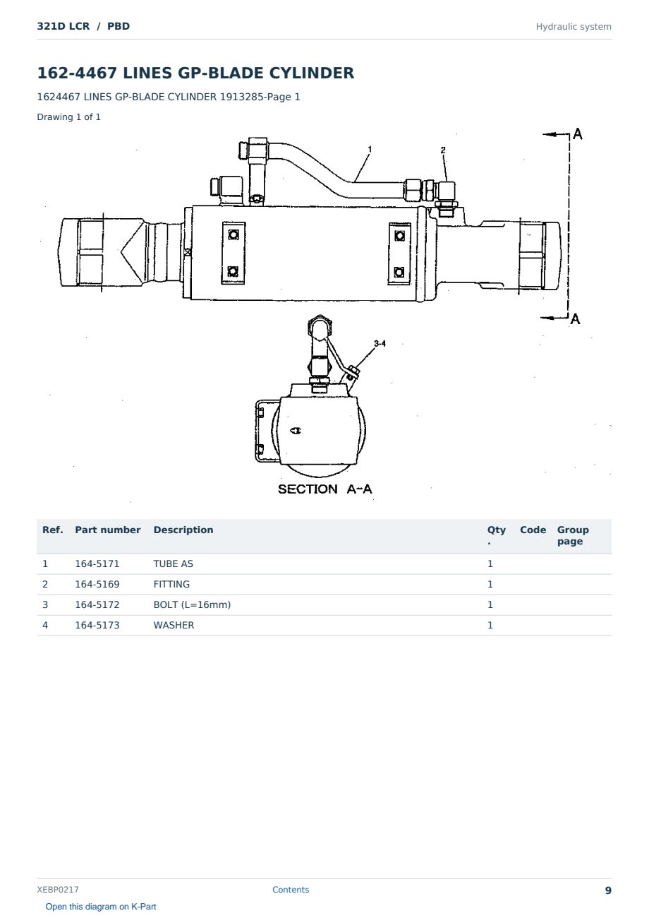 Caterpillar 321D LCR S/N PBD Partsbook XEBP0217 (English) - sample page 9 of 10 Caterpillar 321D LCR S/N PBD Partsbook XEBP0217 (English) - sample page 9 of 10
