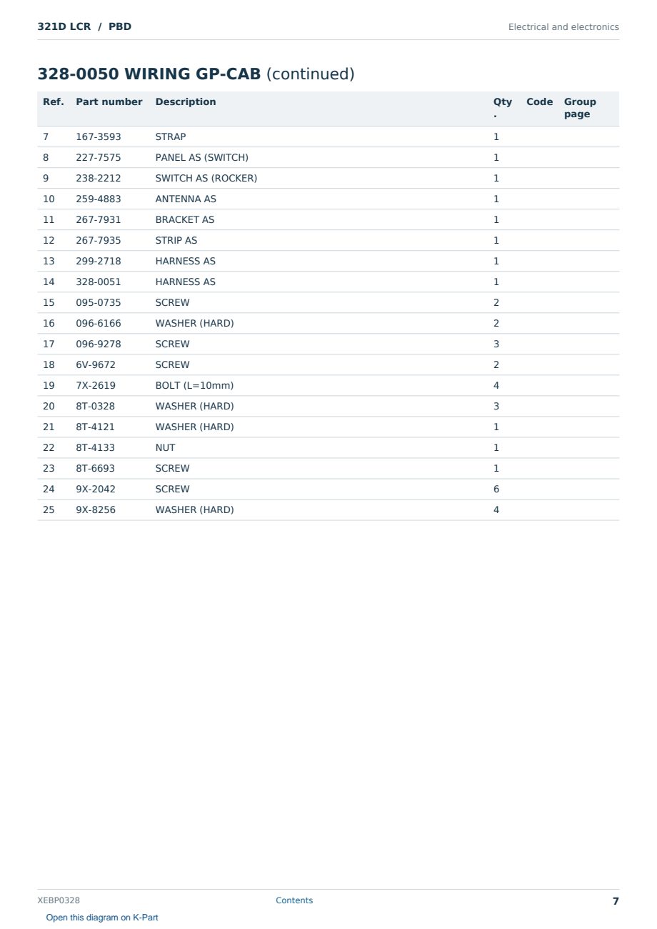 Caterpillar 321D LCR S/N PBD Partsbook XEBP0328 (English) - sample page 7 of 10 Caterpillar 321D LCR S/N PBD Partsbook XEBP0328 (English) - sample page 7 of 10