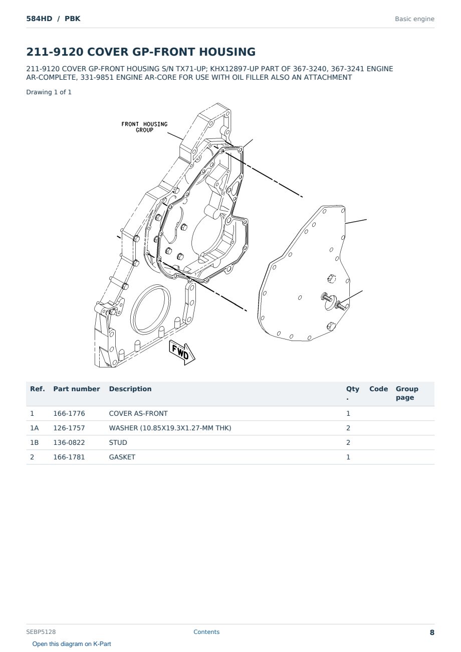 Caterpillar 584HD S/N PBK Partsbook SEBP5128 (English) - sample page 8 of 10 Caterpillar 584HD S/N PBK Partsbook SEBP5128 (English) - sample page 8 of 10