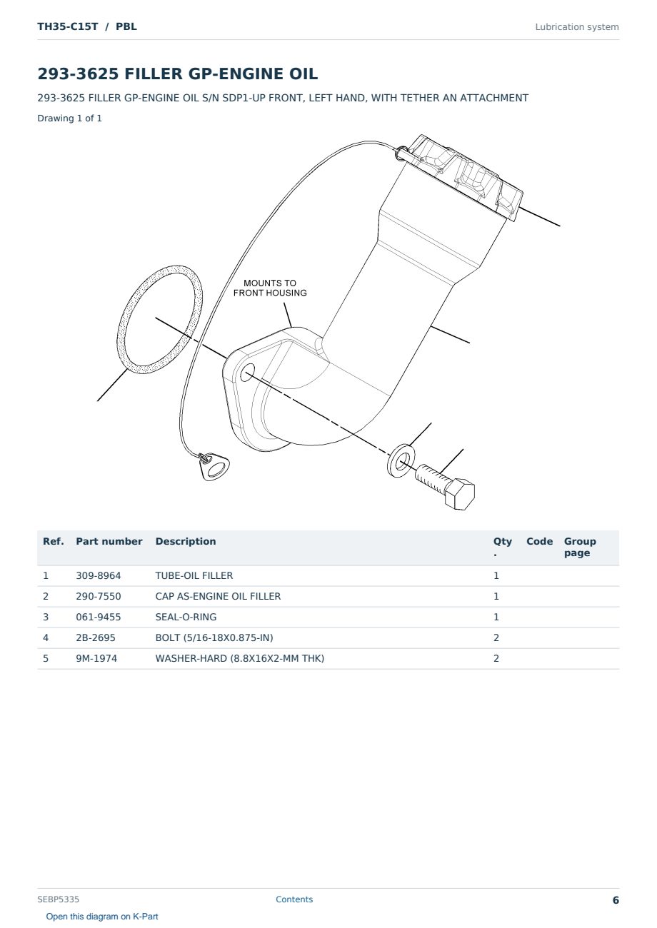 Caterpillar TH35-C15T S/N PBL Partsbook SEBP5335 (English) - sample page 6 of 10 Caterpillar TH35-C15T S/N PBL Partsbook SEBP5335 (English) - sample page 6 of 10