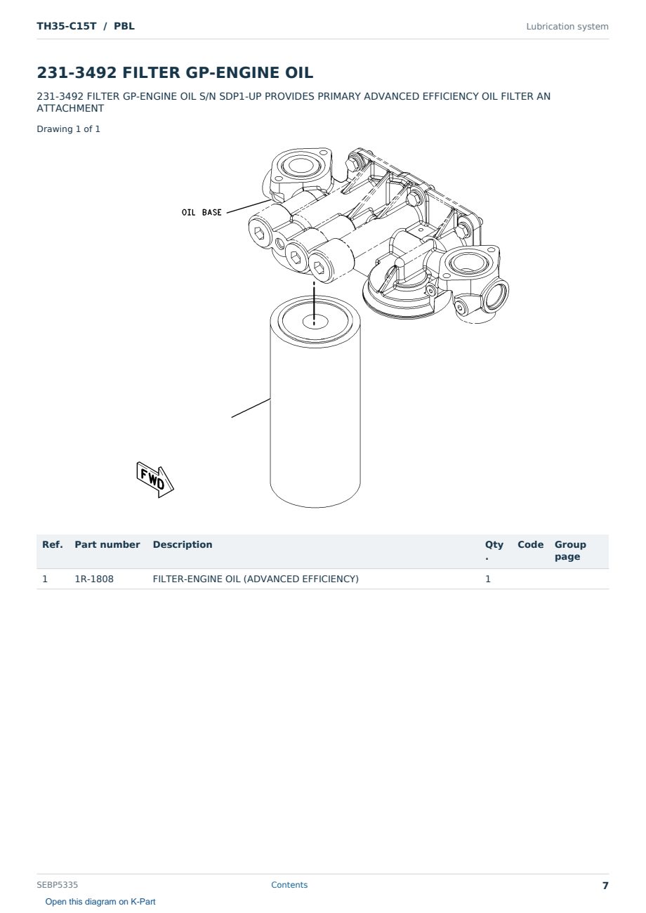 Caterpillar TH35-C15T S/N PBL Partsbook SEBP5335 (English) - sample page 7 of 10 Caterpillar TH35-C15T S/N PBL Partsbook SEBP5335 (English) - sample page 7 of 10