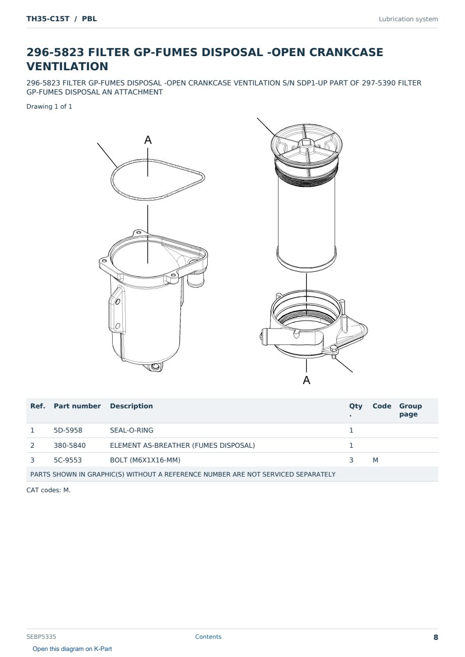 Caterpillar TH35-C15T S/N PBL Partsbook SEBP5335 (English) - sample page 8 of 10 Caterpillar TH35-C15T S/N PBL Partsbook SEBP5335 (English) - sample page 8 of 10