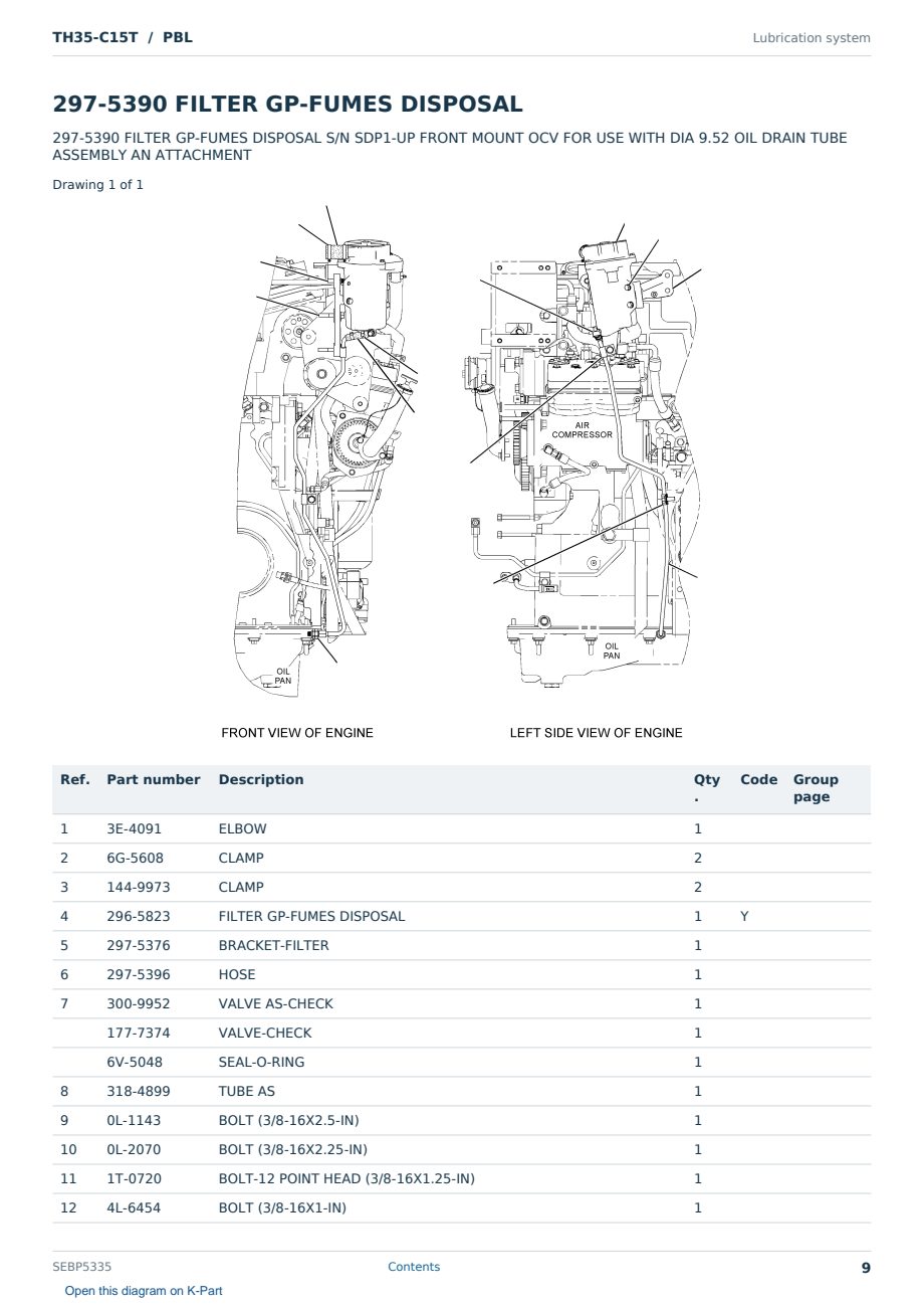 Caterpillar TH35-C15T S/N PBL Partsbook SEBP5335 (English) - sample page 9 of 10 Caterpillar TH35-C15T S/N PBL Partsbook SEBP5335 (English) - sample page 9 of 10