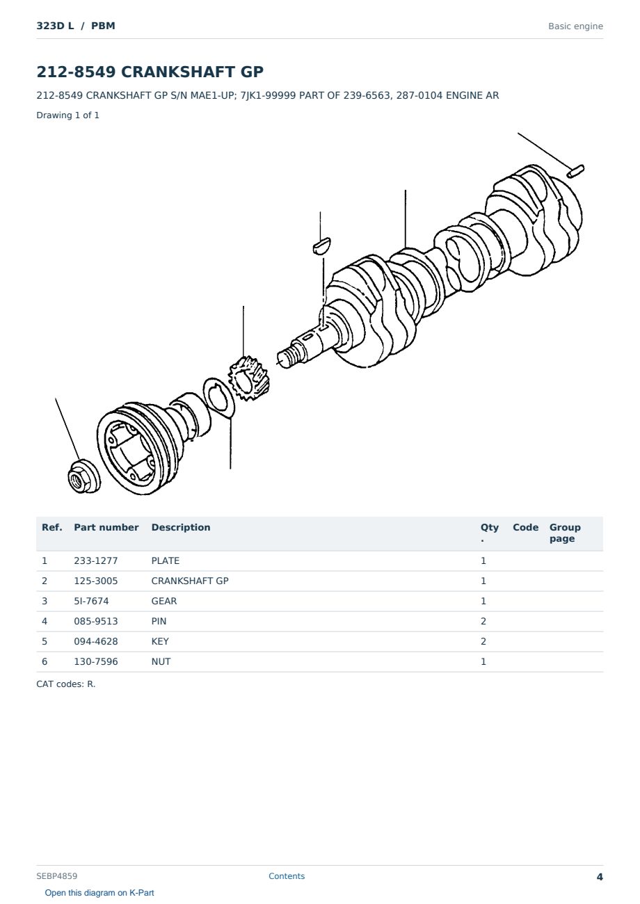 Caterpillar 323D L S/N PBM Partsbook SEBP4859 (English) - sample page 4 of 10 Caterpillar 323D L S/N PBM Partsbook SEBP4859 (English) - sample page 4 of 10