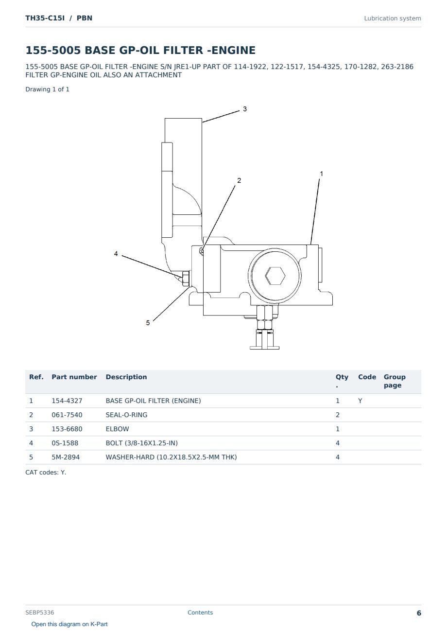 Caterpillar TH35-C15I S/N PBN Partsbook SEBP5336 (English) - sample page 6 of 10 Caterpillar TH35-C15I S/N PBN Partsbook SEBP5336 (English) - sample page 6 of 10