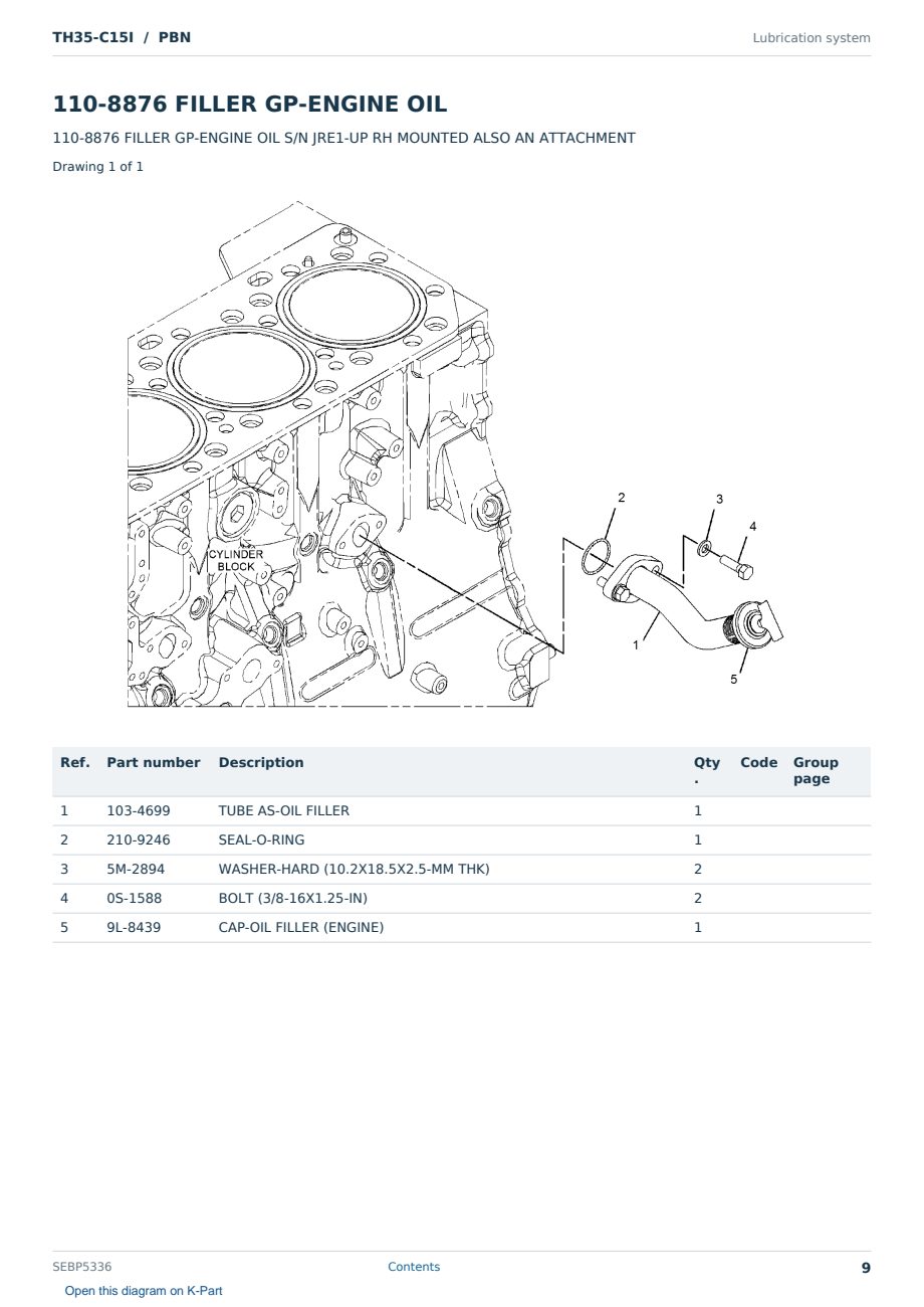 Caterpillar TH35-C15I S/N PBN Partsbook SEBP5336 (English) - sample page 9 of 10 Caterpillar TH35-C15I S/N PBN Partsbook SEBP5336 (English) - sample page 9 of 10