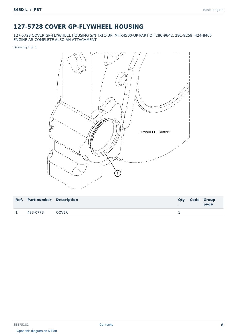 Caterpillar 345D L S/N PBT Partsbook SEBP5181 (English) - sample page 8 of 10 Caterpillar 345D L S/N PBT Partsbook SEBP5181 (English) - sample page 8 of 10