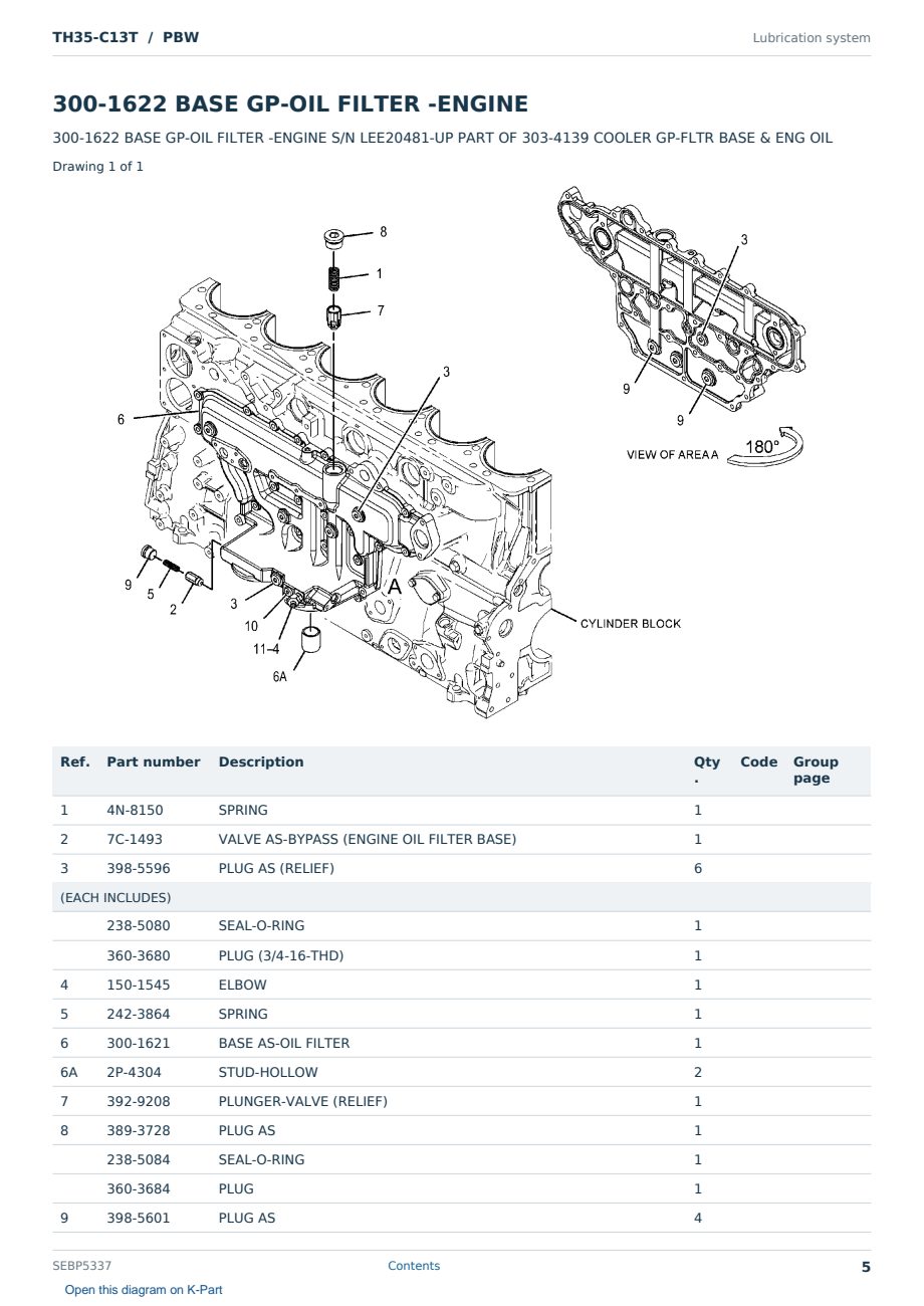 Caterpillar TH35-C13T S/N PBW Partsbook SEBP5337 (English) - sample page 5 of 10 Caterpillar TH35-C13T S/N PBW Partsbook SEBP5337 (English) - sample page 5 of 10