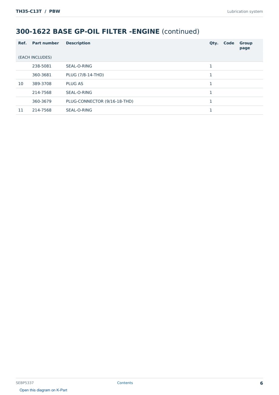 Caterpillar TH35-C13T S/N PBW Partsbook SEBP5337 (English) - sample page 6 of 10 Caterpillar TH35-C13T S/N PBW Partsbook SEBP5337 (English) - sample page 6 of 10