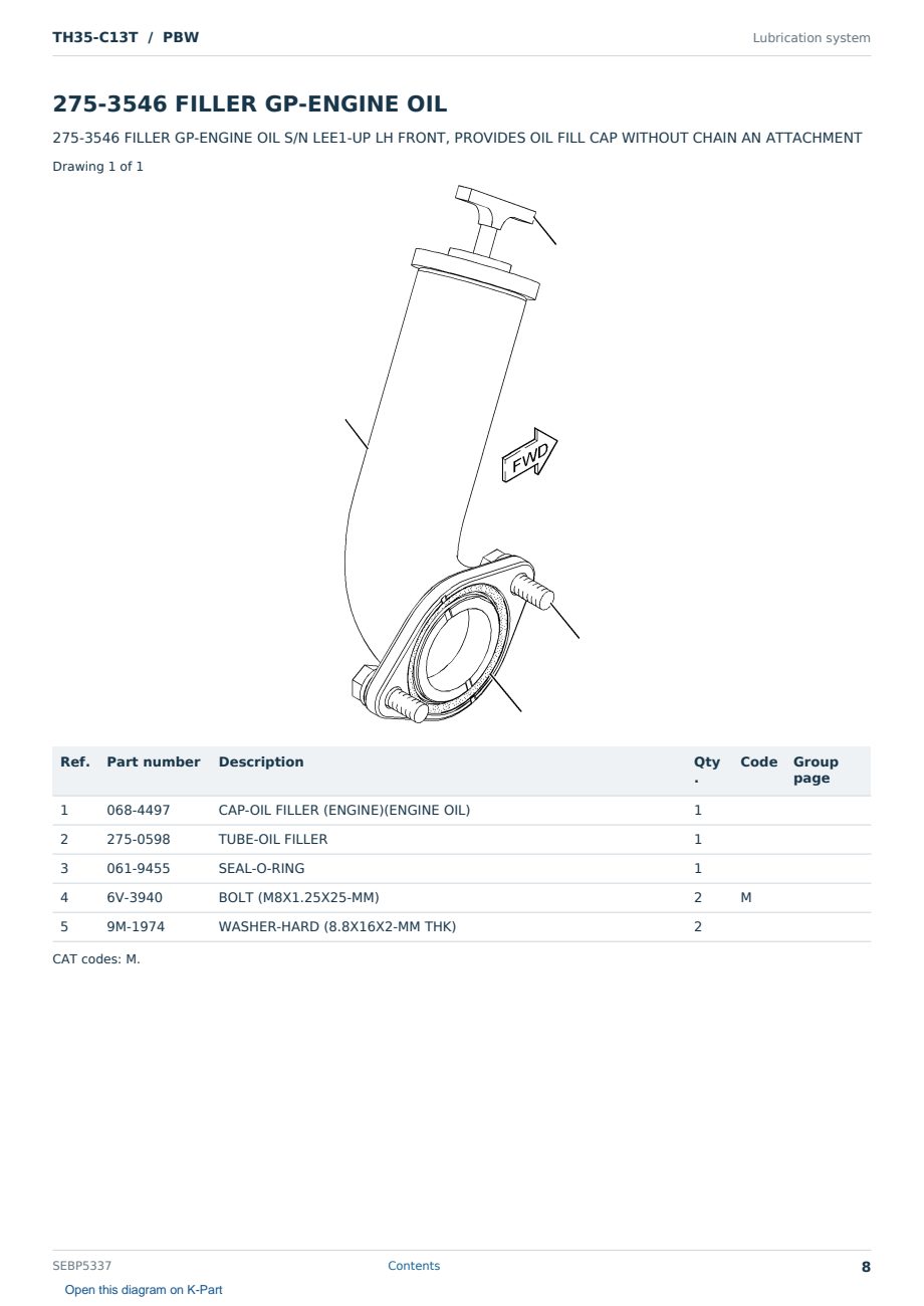 Caterpillar TH35-C13T S/N PBW Partsbook SEBP5337 (English) - sample page 8 of 10 Caterpillar TH35-C13T S/N PBW Partsbook SEBP5337 (English) - sample page 8 of 10