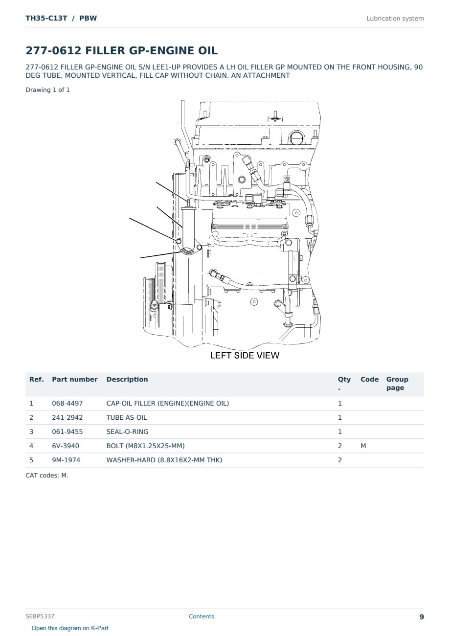 Caterpillar TH35-C13T S/N PBW Partsbook SEBP5337 (English) - sample page 9 of 10 Caterpillar TH35-C13T S/N PBW Partsbook SEBP5337 (English) - sample page 9 of 10