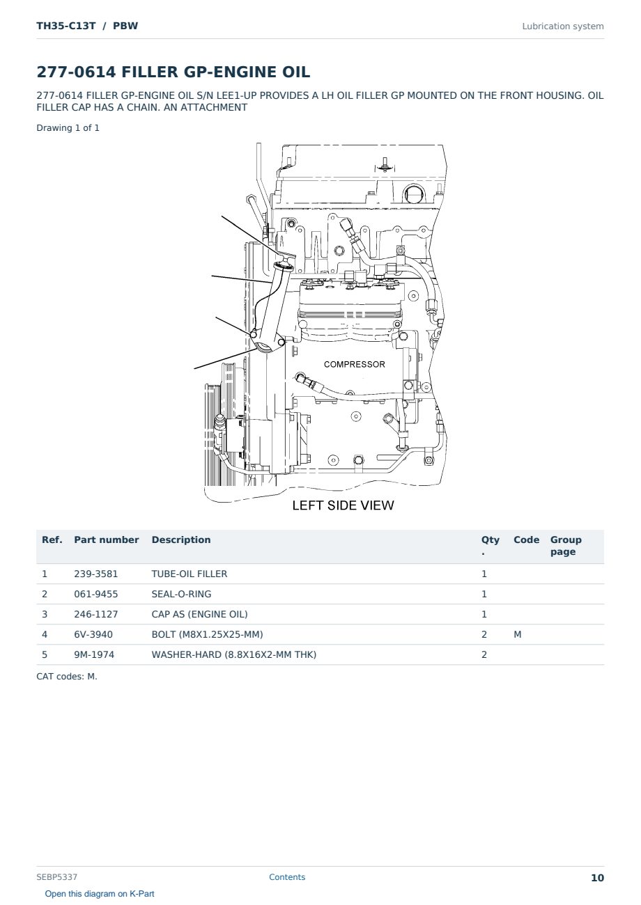 Caterpillar TH35-C13T S/N PBW Partsbook SEBP5337 (English) - sample page 10 of 10 Caterpillar TH35-C13T S/N PBW Partsbook SEBP5337 (English) - sample page 10 of 10