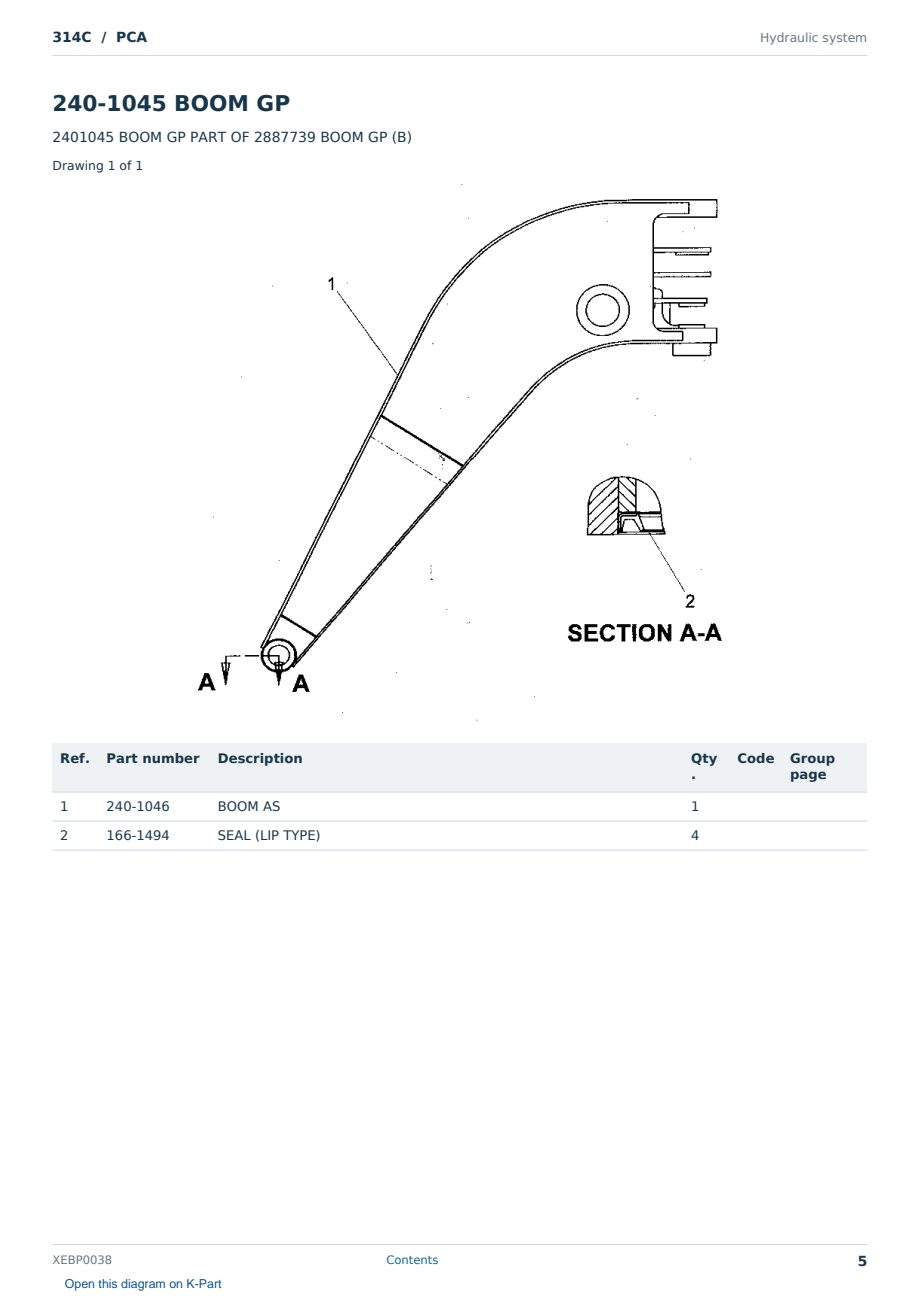 Caterpillar 314C S/N PCA Partsbook XEBP0038 (English) - sample page 5 of 10 Caterpillar 314C S/N PCA Partsbook XEBP0038 (English) - sample page 5 of 10