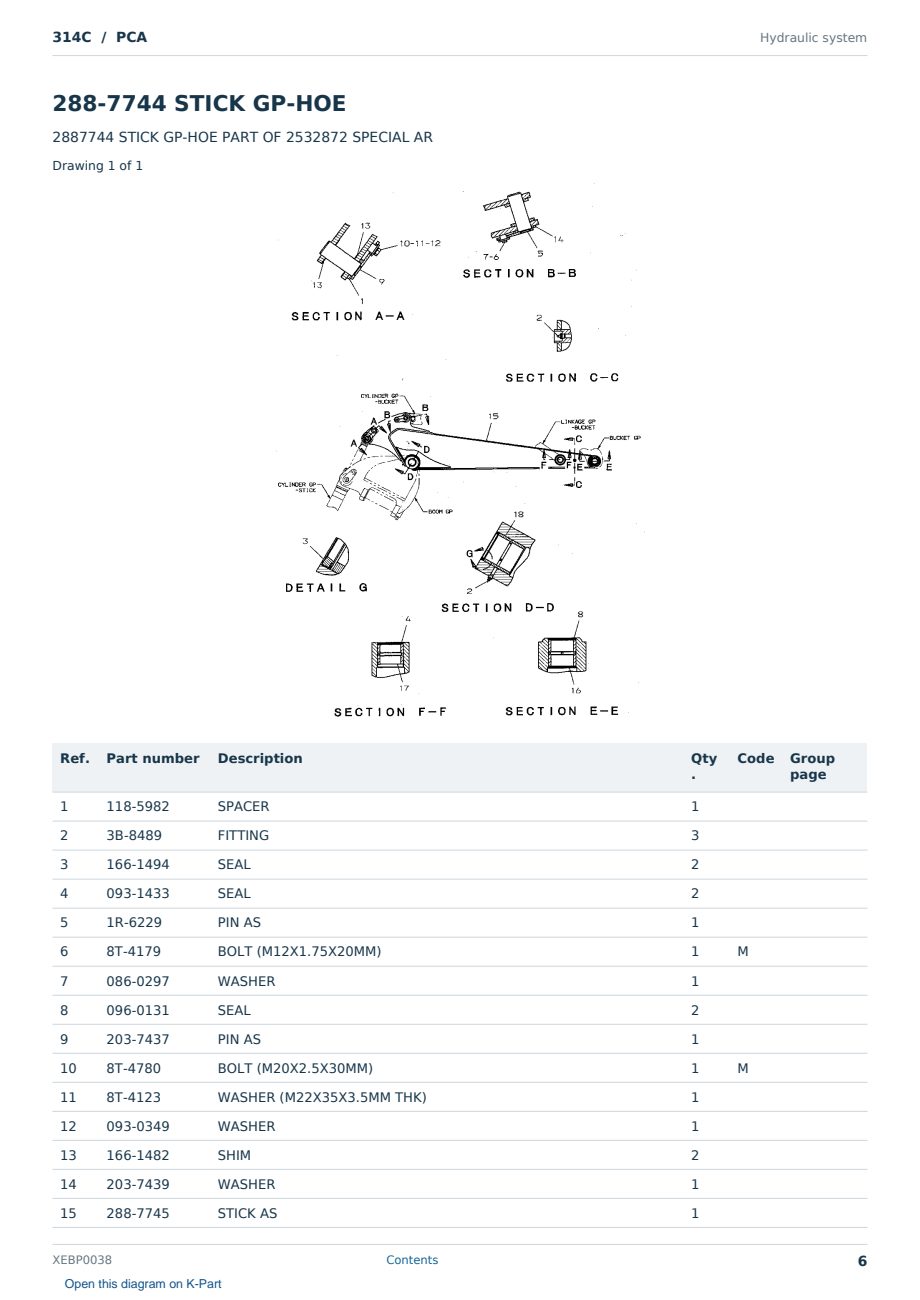 Caterpillar 314C S/N PCA Partsbook XEBP0038 (English) - sample page 6 of 10 Caterpillar 314C S/N PCA Partsbook XEBP0038 (English) - sample page 6 of 10