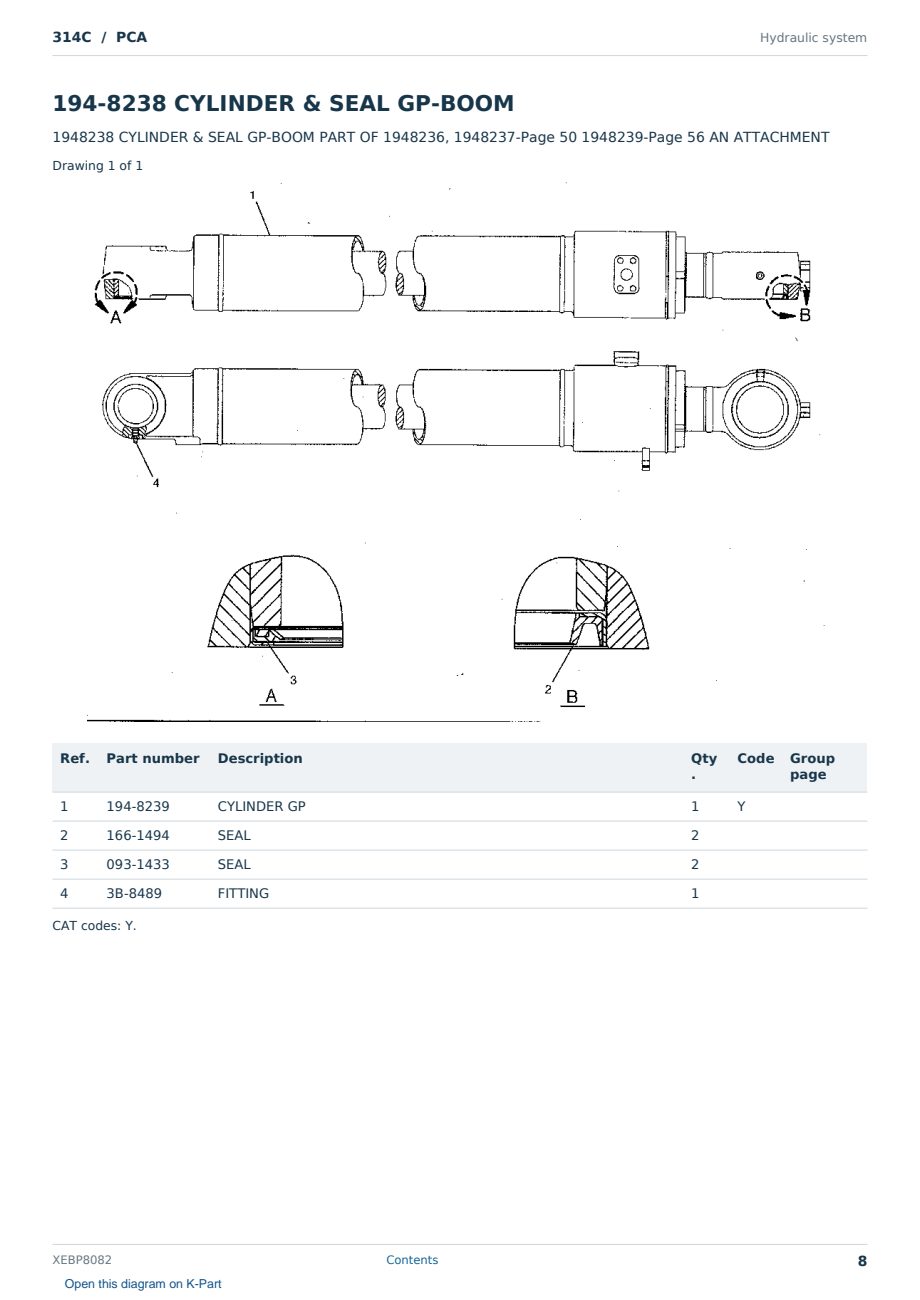 Caterpillar 314C S/N PCA Partsbook XEBP8082 (English) - sample page 8 of 10 Caterpillar 314C S/N PCA Partsbook XEBP8082 (English) - sample page 8 of 10