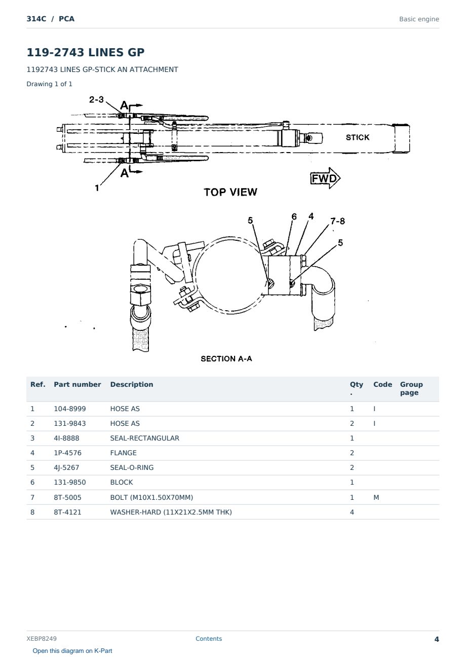 Caterpillar 314C S/N PCA Partsbook XEBP8249 (English) - sample page 4 of 5 Caterpillar 314C S/N PCA Partsbook XEBP8249 (English) - sample page 4 of 5