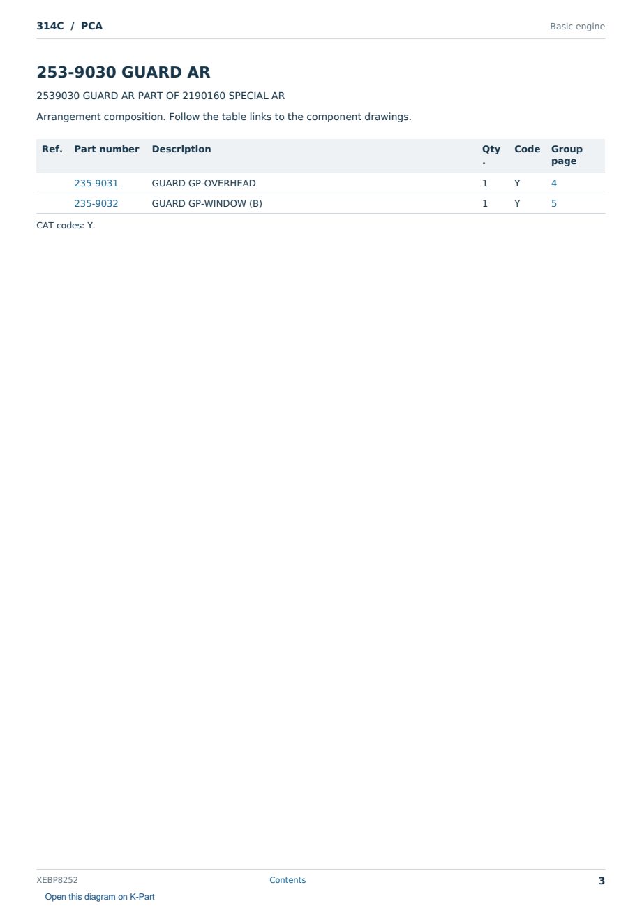 Caterpillar 314C S/N PCA Partsbook XEBP8252 (English) - sample page 3 of 6 Caterpillar 314C S/N PCA Partsbook XEBP8252 (English) - sample page 3 of 6