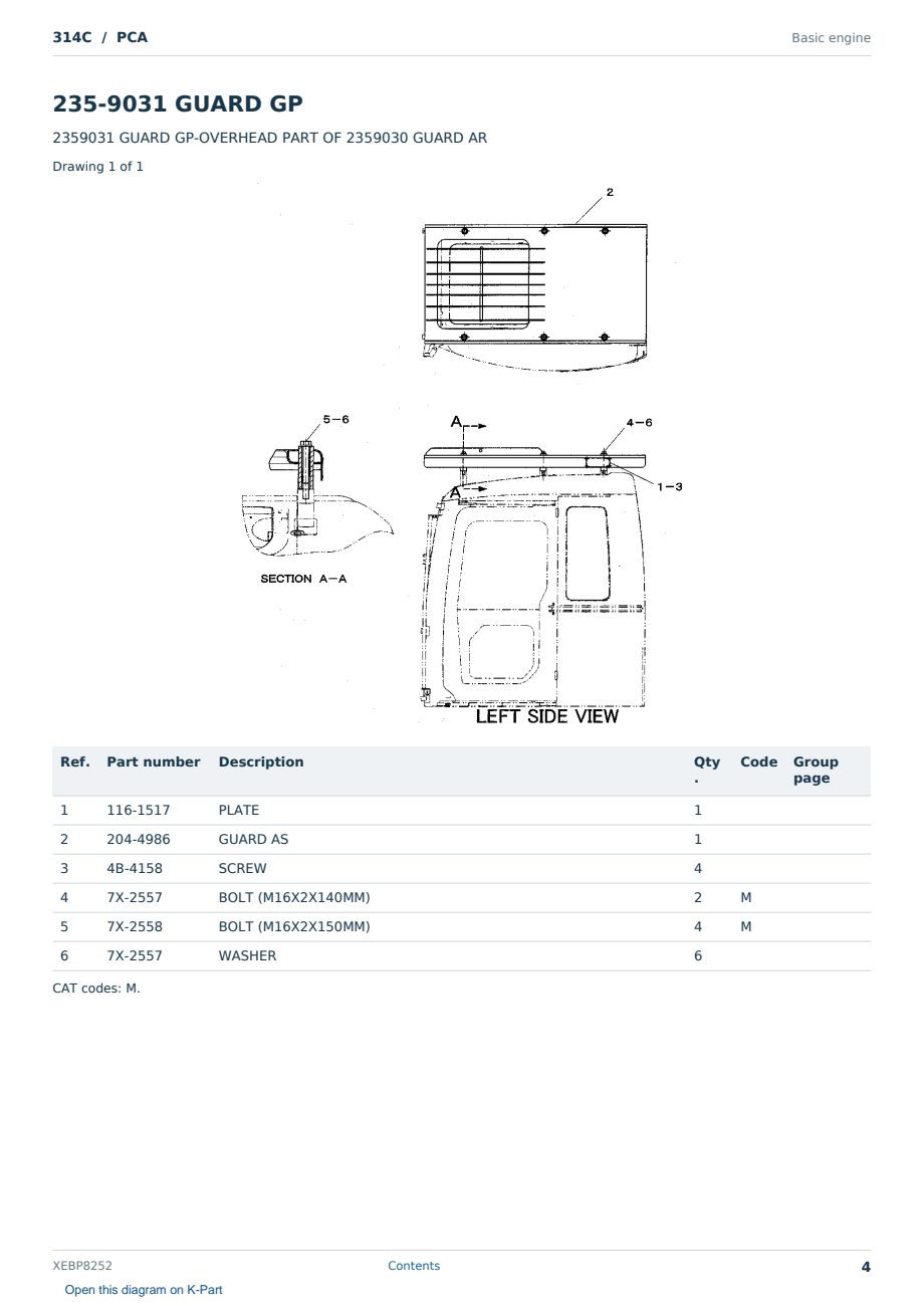 Caterpillar 314C S/N PCA Partsbook XEBP8252 (English) - sample page 4 of 6 Caterpillar 314C S/N PCA Partsbook XEBP8252 (English) - sample page 4 of 6