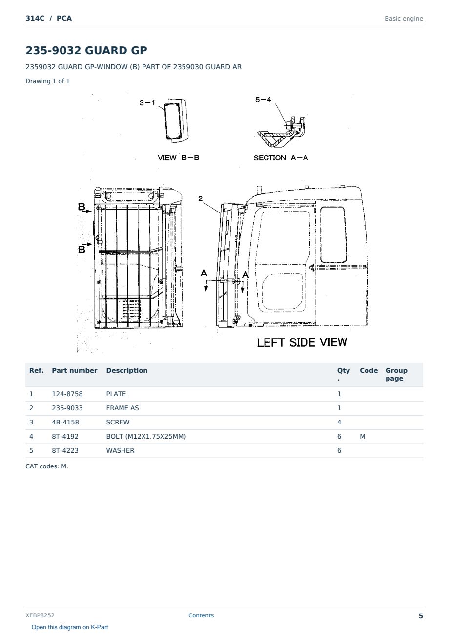 Caterpillar 314C S/N PCA Partsbook XEBP8252 (English) - sample page 5 of 6 Caterpillar 314C S/N PCA Partsbook XEBP8252 (English) - sample page 5 of 6