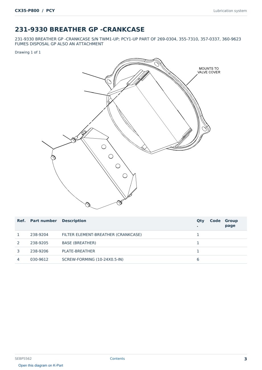 Caterpillar CX35-P800 S/N PCY Partsbook SEBP5562 (English) - sample page 3 of 10 Caterpillar CX35-P800 S/N PCY Partsbook SEBP5562 (English) - sample page 3 of 10