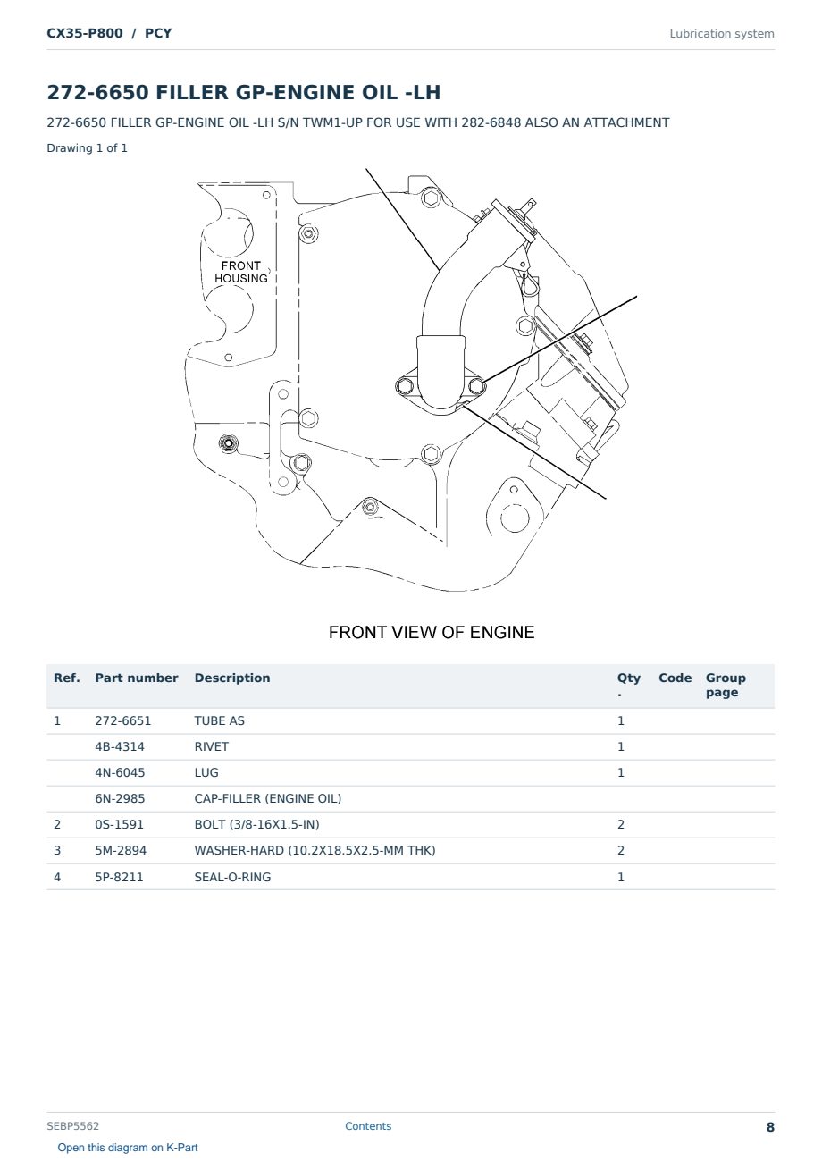 Caterpillar CX35-P800 S/N PCY Partsbook SEBP5562 (English) - sample page 8 of 10 Caterpillar CX35-P800 S/N PCY Partsbook SEBP5562 (English) - sample page 8 of 10